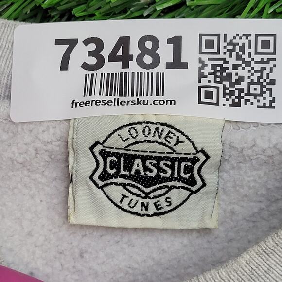 Vintage Looney-Tunes Taz Sweatshirt L/XL 23x22 Cropped - Picture 8 of 16